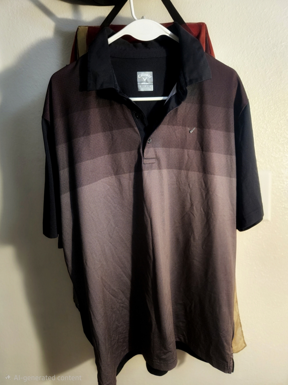 Callaway Golf Polo Shirt Men's Large L Black Gray Gradient Stripe Opti-Dri